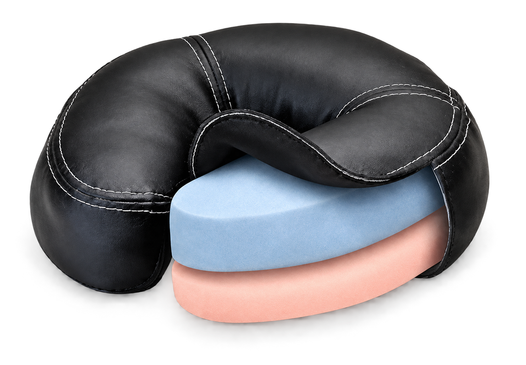 Strata face-rest pillow with layered memory foam for face-down recovery