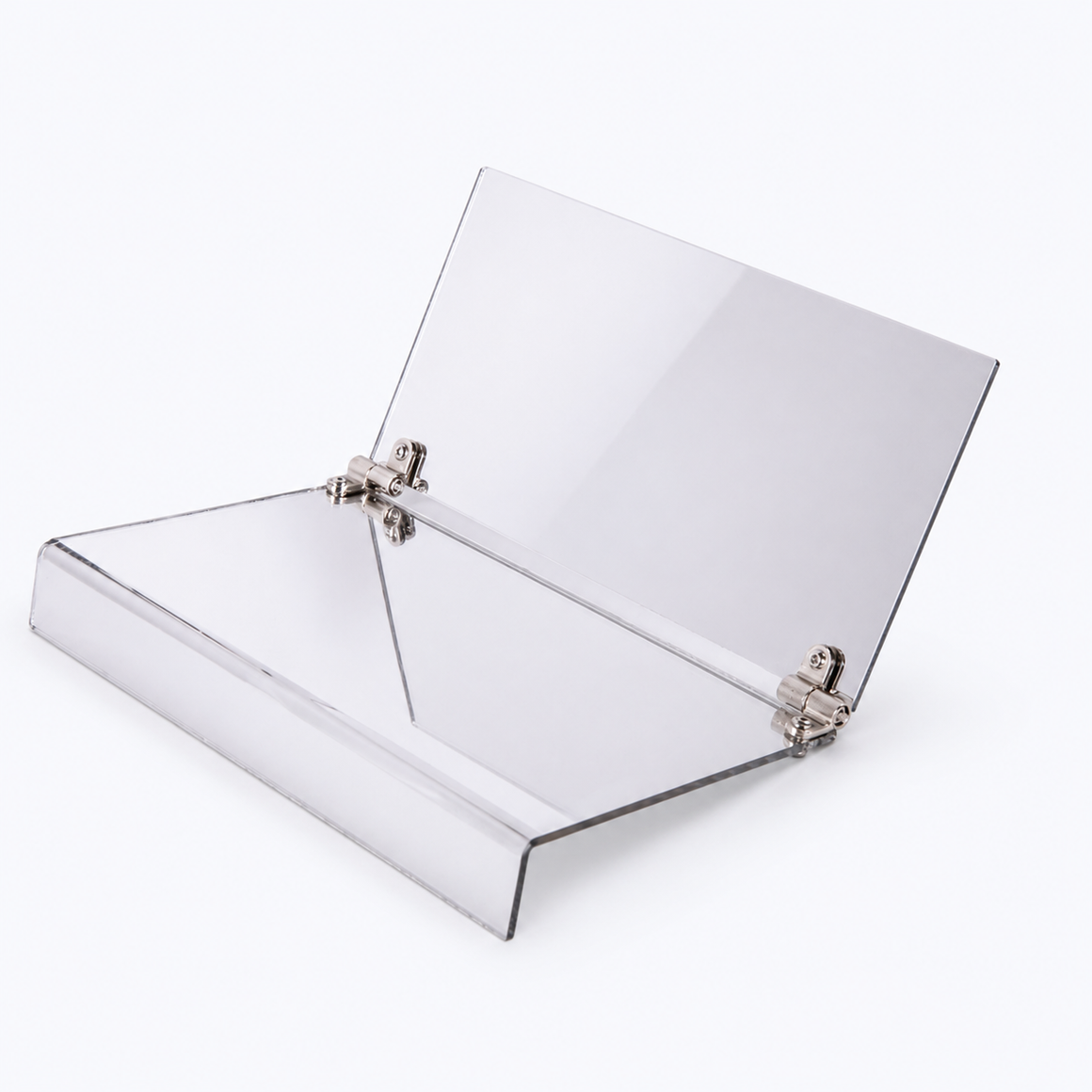 Adjustable face-down two-way mirror with hinged reflective panels